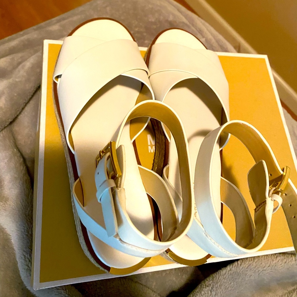 Michael Kors white leather sandals